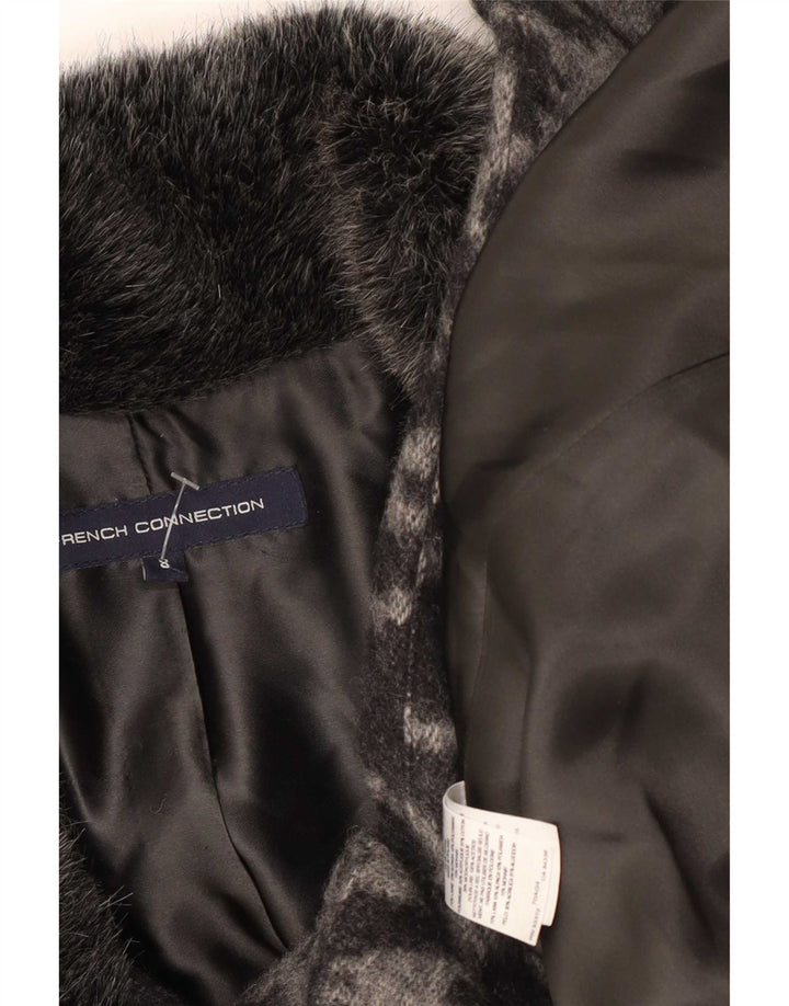 French Connection Womens Abstract Pattern Overcoat UK 8 Small Grey