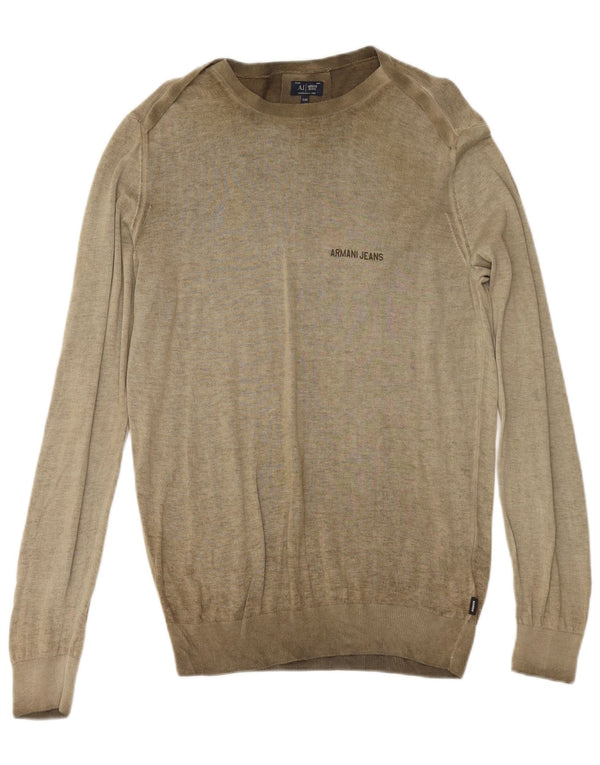 ARMANI JEANS Herren-Pullover mit U-Boot-Ausschnitt, 2XL, Khaki, Baumwolle