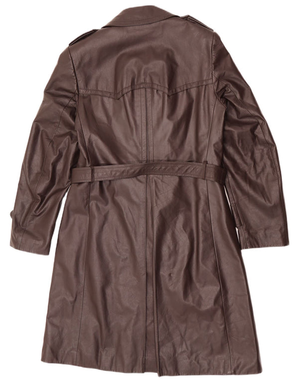 Anfor Mens Double Breasted Leather Coat IT 48 Medium Brown