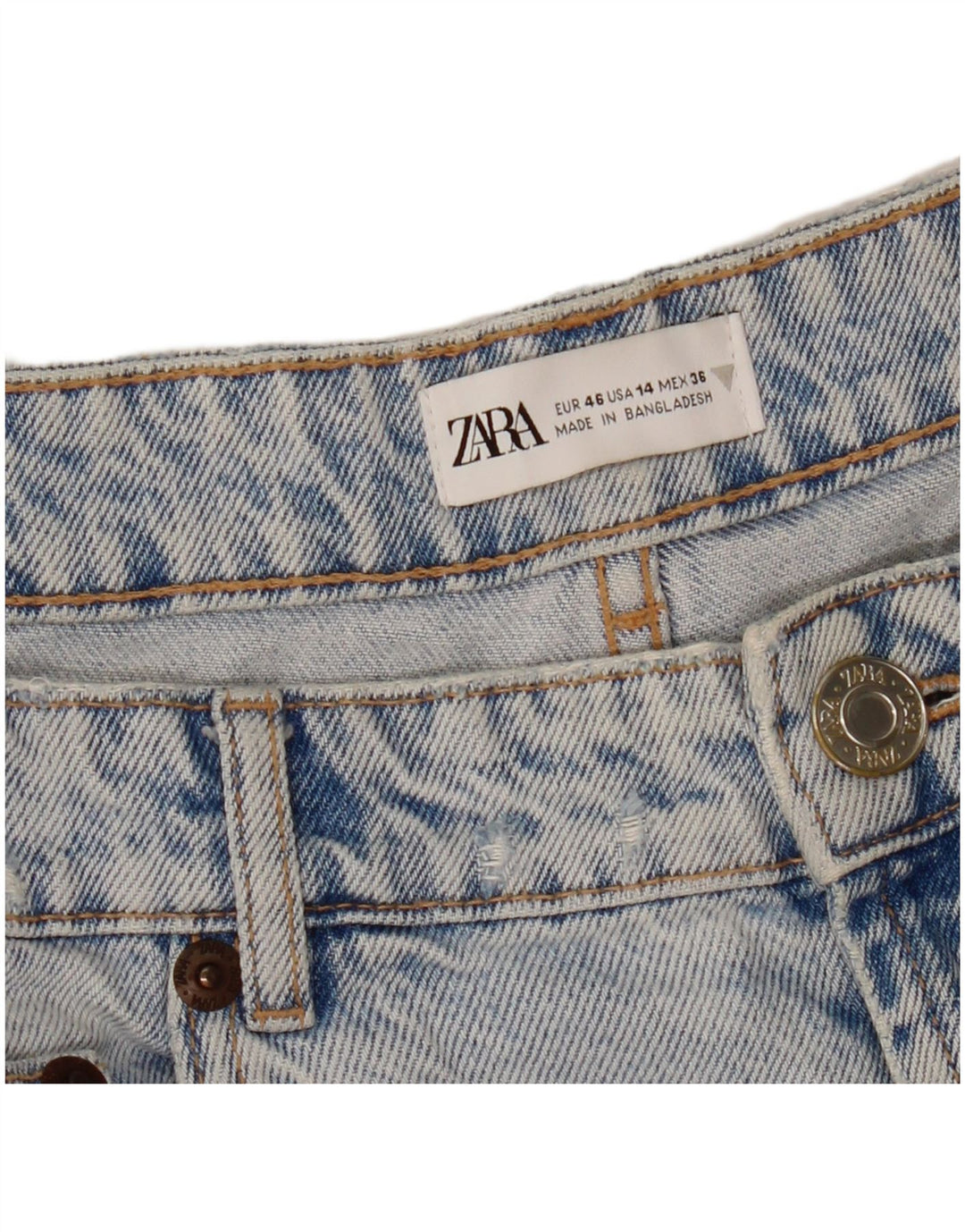 ZARA Damen Jeansshorts EU 46 2XL W36 Blau