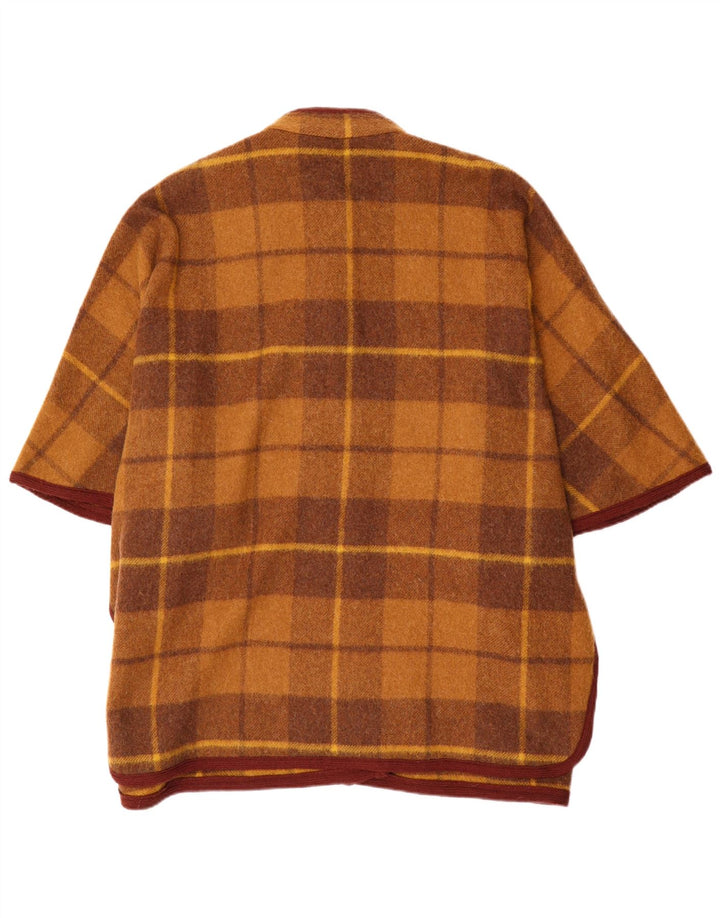Vintage Damen Poncho-Mantel mit lockerer Passform, Einheitsgröße, braun kariert