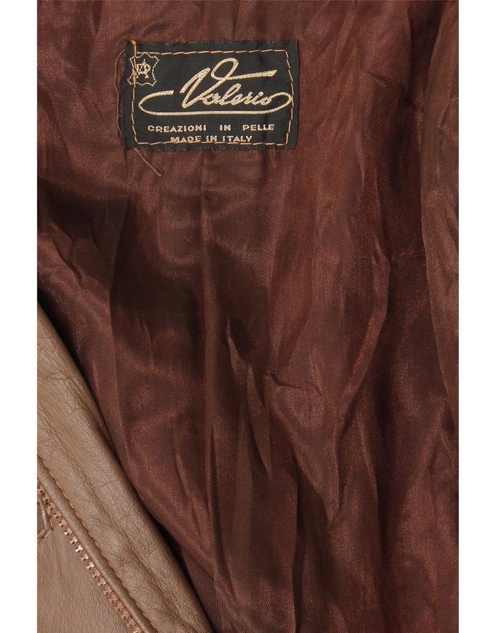 Vintage Damen Ledermantel UK 14 Mittelbraunes Leder