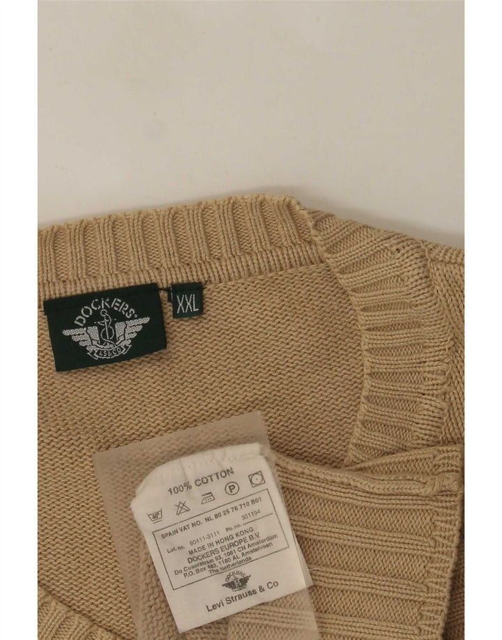 Dockers Herren-Pullover mit V-Ausschnitt, 2XL, beige Baumwolle