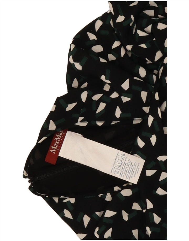 Max Mara Damen-Etuikleid mit 3/4-Ärmeln, Größe S, Schwarz, geometrisch, Polyester
