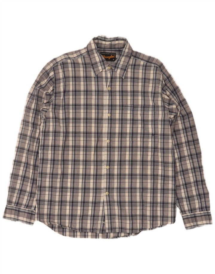 Wrangler Herrenhemd aus mittelblau karierter Baumwolle