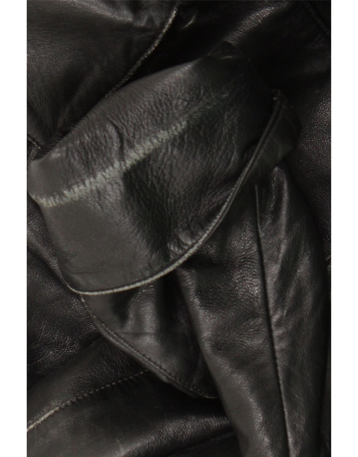 Vintage Damen Ledermantel IT 42 Mittelschwarzes Leder