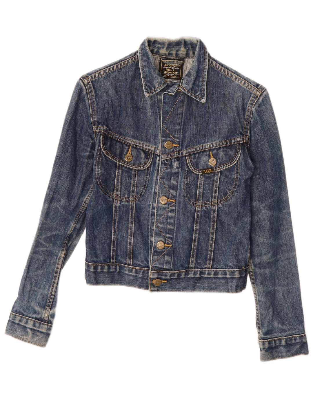 LEE Damen Crop Denim Jacke UK 10 Small Blaue Baumwolle