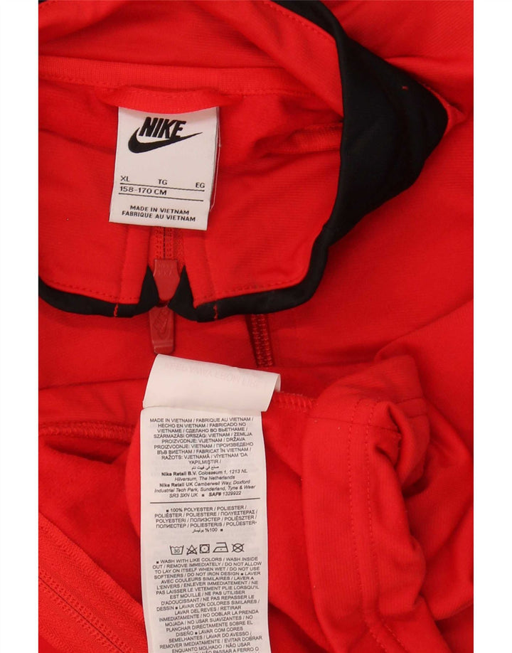 Nike Jungen-Trainingsanzug-Top-Jacke, 13–14 Jahre, XL, rotes Farbblock-Polyester