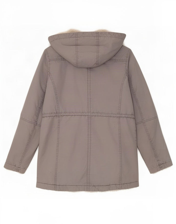 Gap Damen-Parkajacke mit Kapuze, UK 10, Größe S, graue Baumwolle
