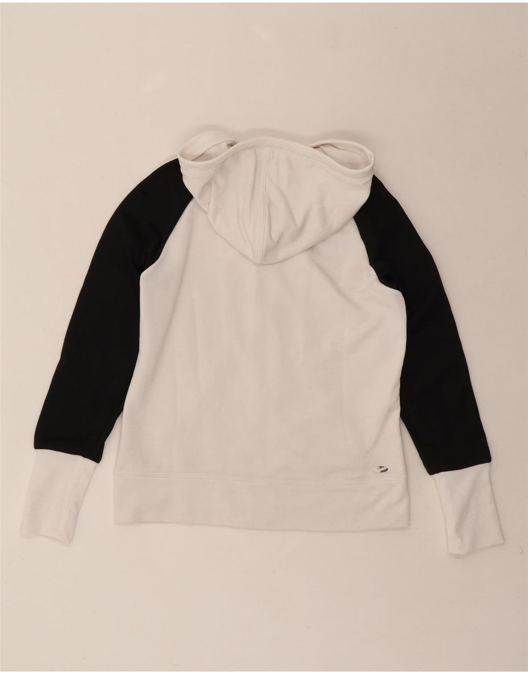 ADIDAS Womens Zip Hoodie Sweater UK 12 Medium  White Colourblock Polyester Vintage Adidas and Second-Hand Adidas from Messina Hembry 