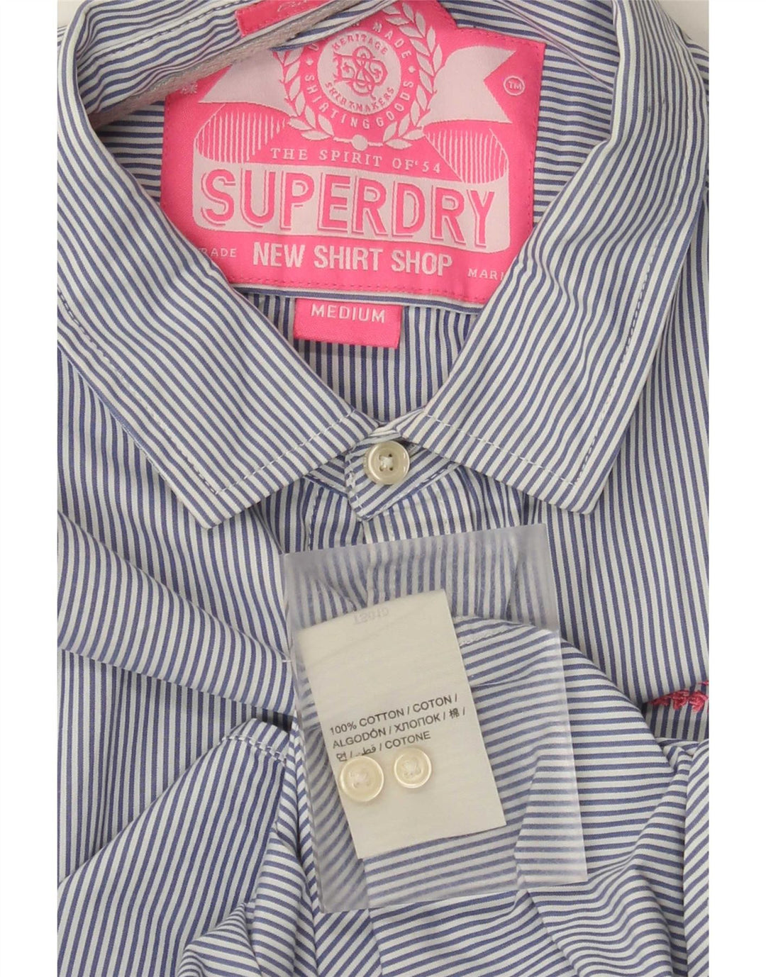 Superdry Herrenhemd aus mittelblauer Nadelstreifen-Baumwolle