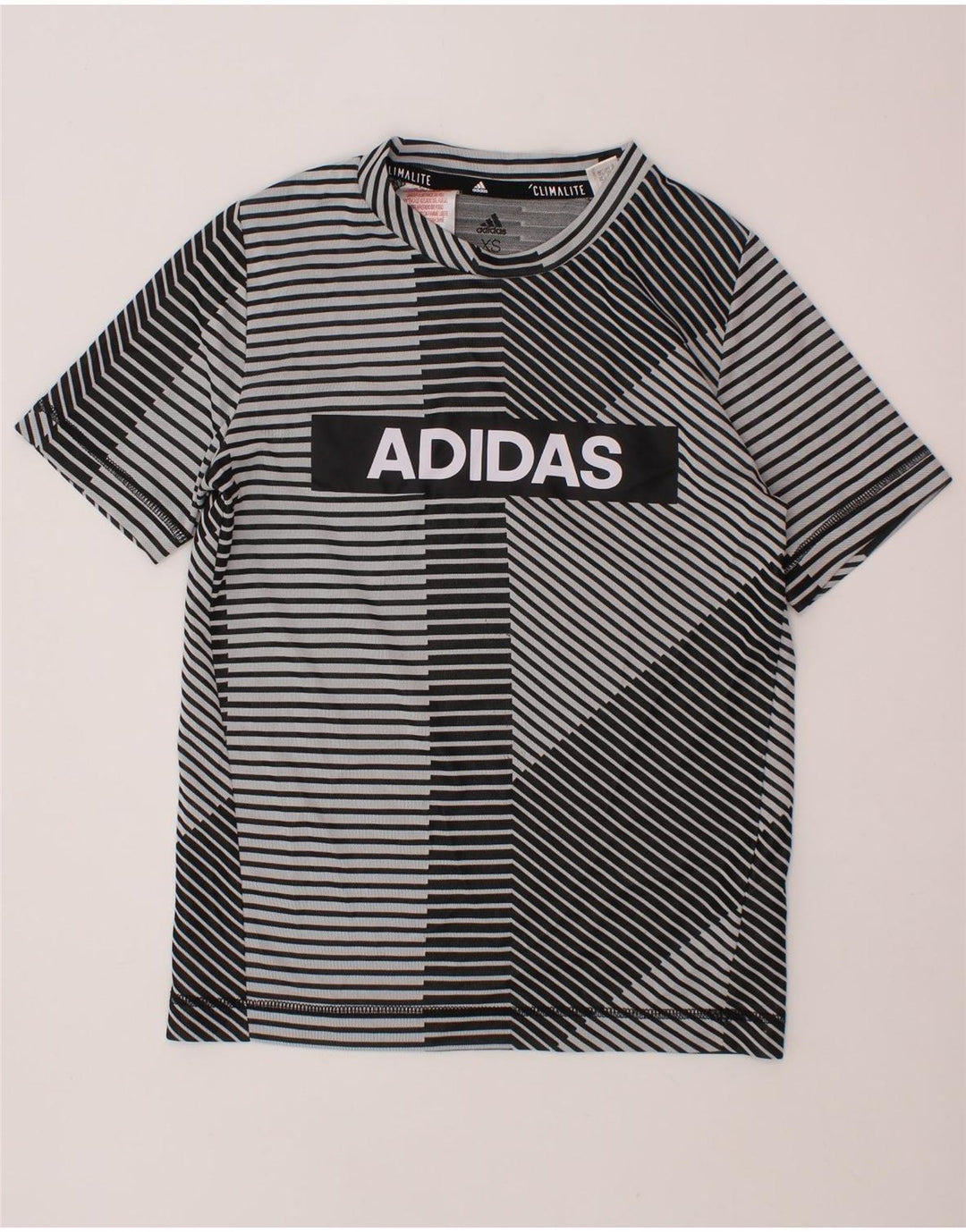 ADIDAS Jungen Climalite Graphic T-Shirt Top 2-3 Jahre XS Grau gestreift
