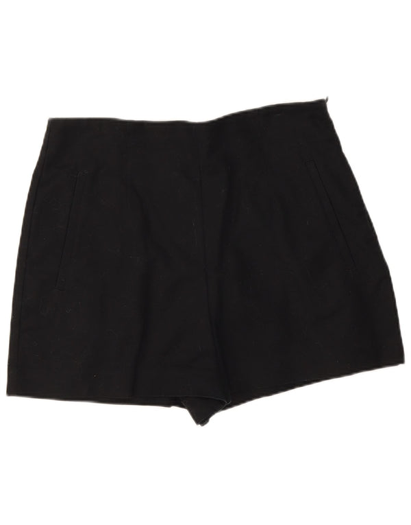 Zara Damen-Hotpants mit hoher Taille, Größe L, W30, schwarze Baumwolle