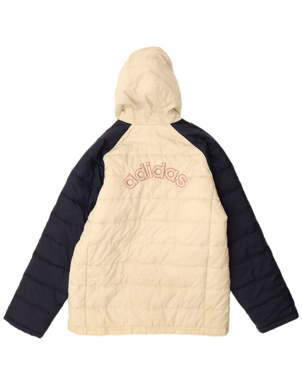 Adidas Jungen wattierte Jacke mit Grafik und Kapuze, 15–16 Jahre, weißes Farbblockdesign