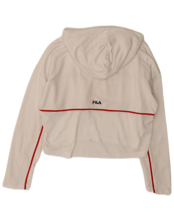 Fila Womens Oversized Graphic Crop Hoodie Pullover UK 6 XS Weiß
