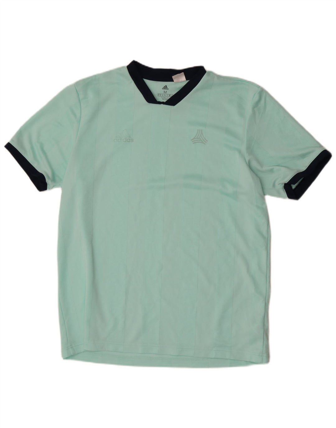 Adidas Herren Climalite T-Shirt Top Medium Türkis gestreift Polyester
