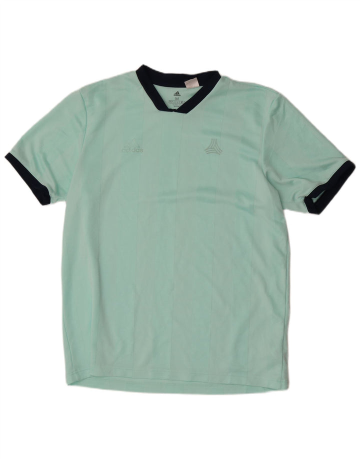 Adidas Herren Climalite T-Shirt Top Medium Türkis gestreift Polyester