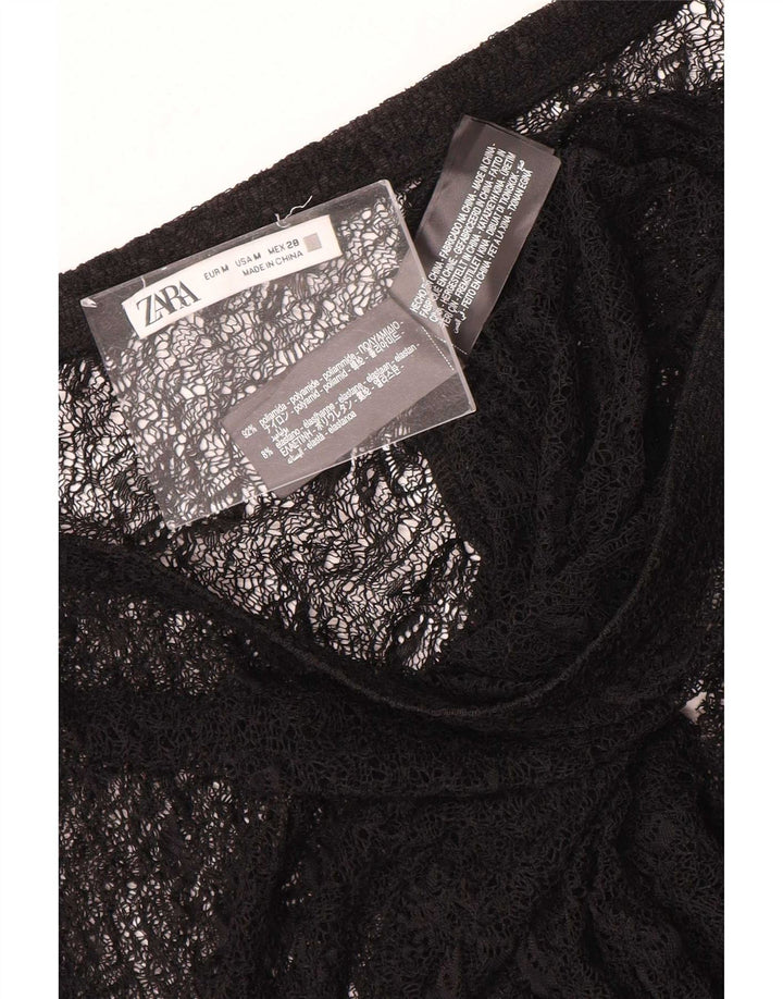 Zara Damen Spitzen-Maxirock Medium W28 Schwarz Polyamid