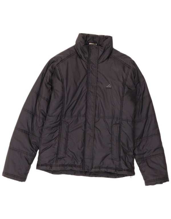 Adidas Damen Wattierte Jacke UK 14 Large Marineblau Polyamid