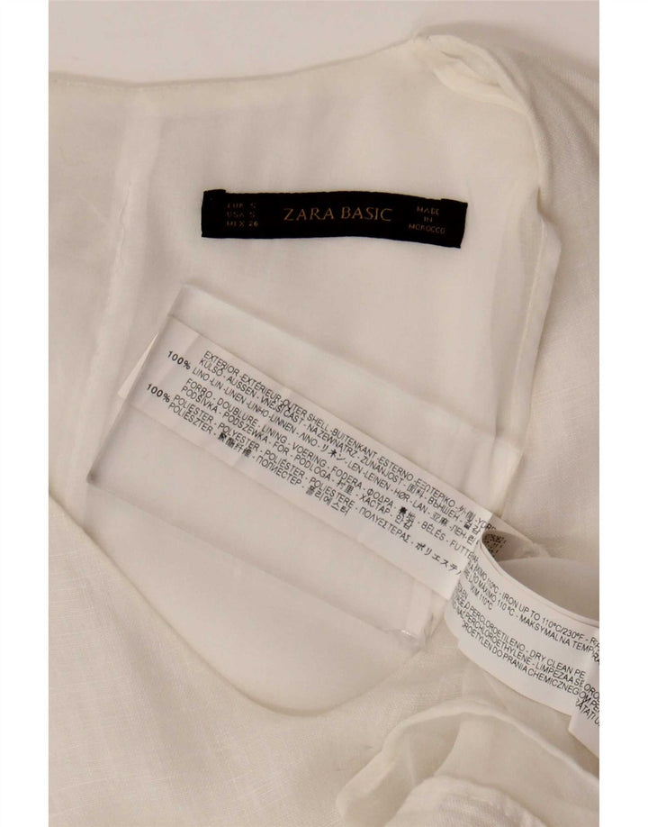 Ärmelloses Etuikleid für Damen von Zara, Gr. 10, Größe S, Weiß, Leinen