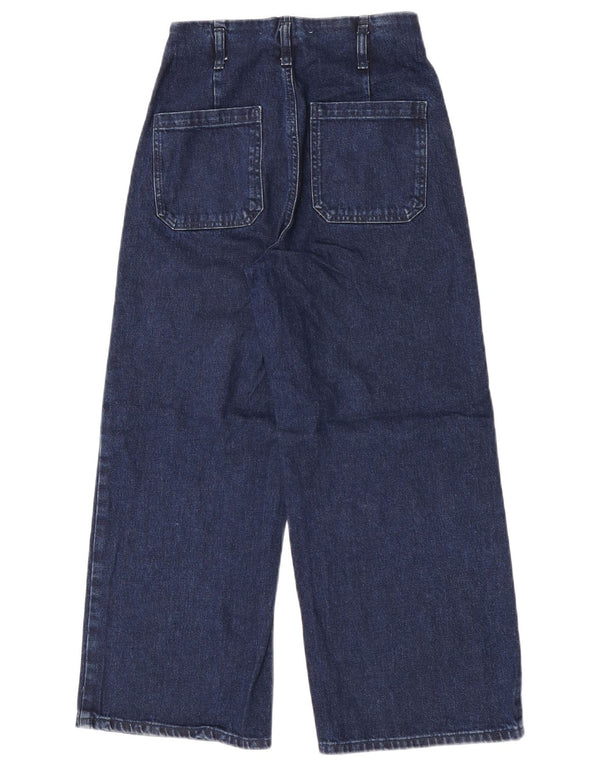 Zara Damen-Jeans mit hoher Taille und weitem Bein, EU 36, XS, B26, L25, marineblaue Baumwolle