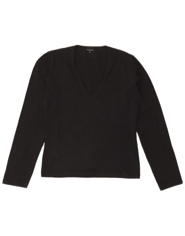 CALVIN KLEIN JEANS Damen Top Langarm UK 18 XL Schwarz