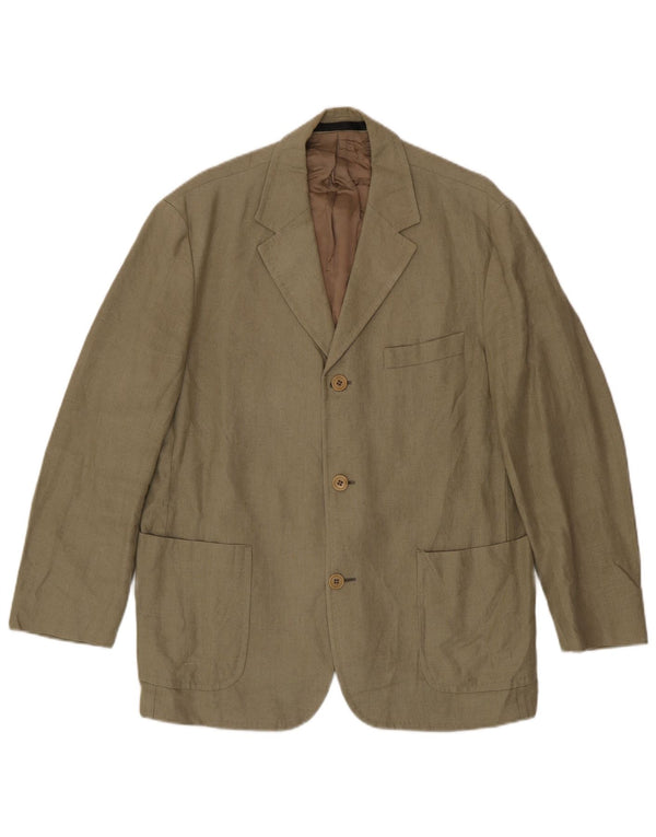 Marks & Spencer Herren-Blazer mit 3 Knöpfen, UK 40, Mittelkhaki, Leinen