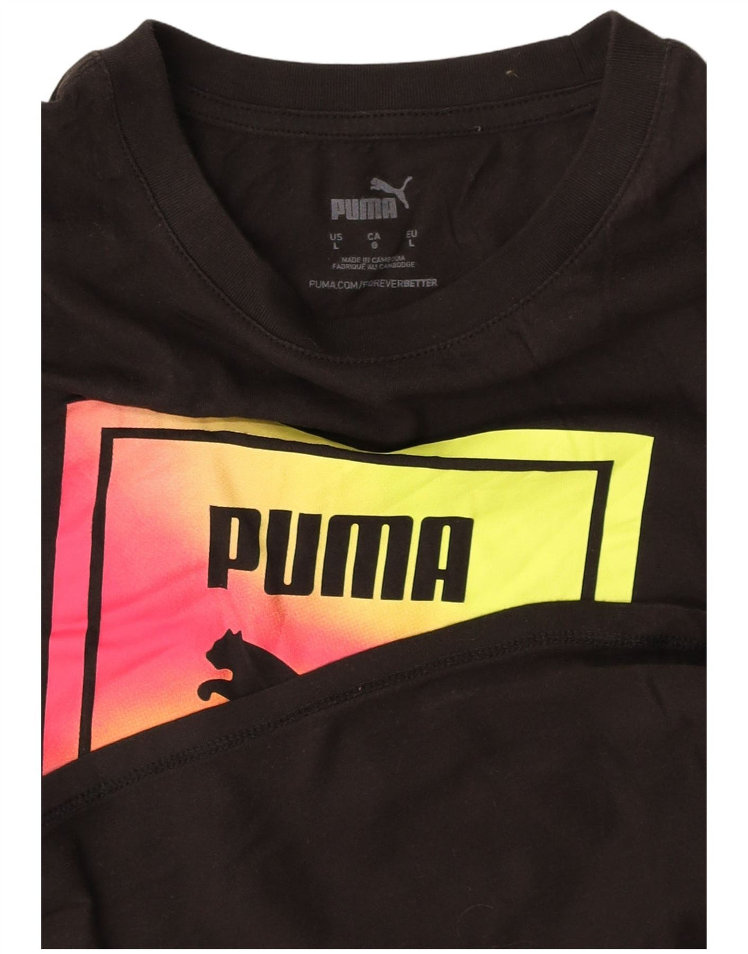 PUMA Damen Graphic T-Shirt Top UK 14 Large Schwarz