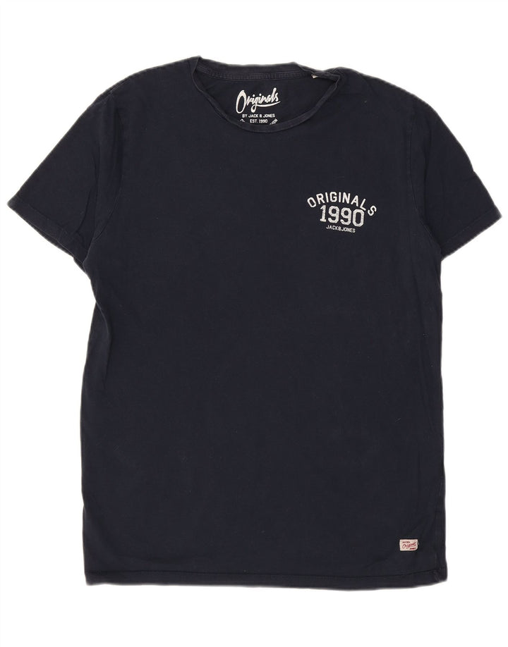 JACK & JONES Herren-T-Shirt mit Grafik, groß, marineblau, Baumwolle