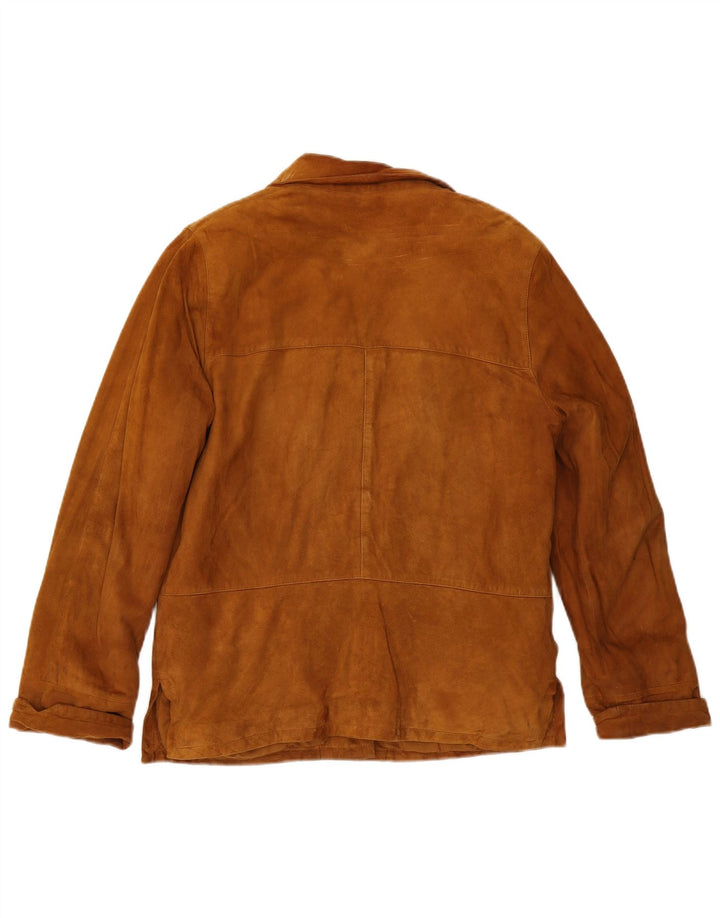 L.Lambertazzi Damen 3-Knopf-Wildleder-Blazerjacke IT 44 Mittelbraun