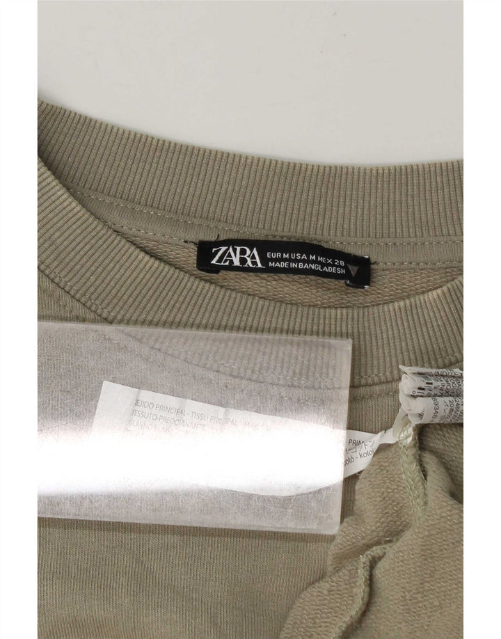 Zara Herren-Sweatshirt-Pullover, mittlere Khaki-Baumwolle