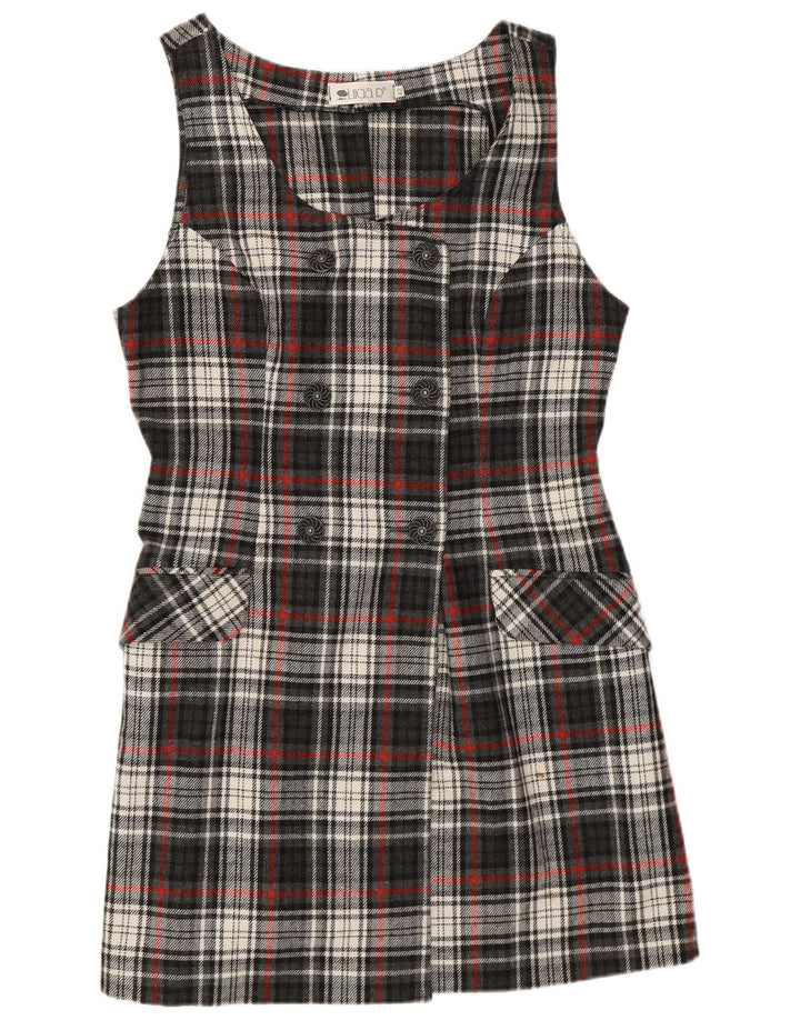 Vintage Damen Regular Fit Pinafore Kleid IT 42 Mittelgrau kariertes Retro