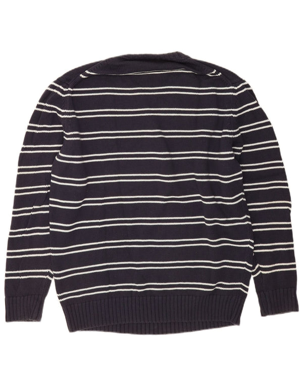 Zara Herren-Pullover mit Rundhalsausschnitt, XL, marineblau, gestreift, Baumwolle