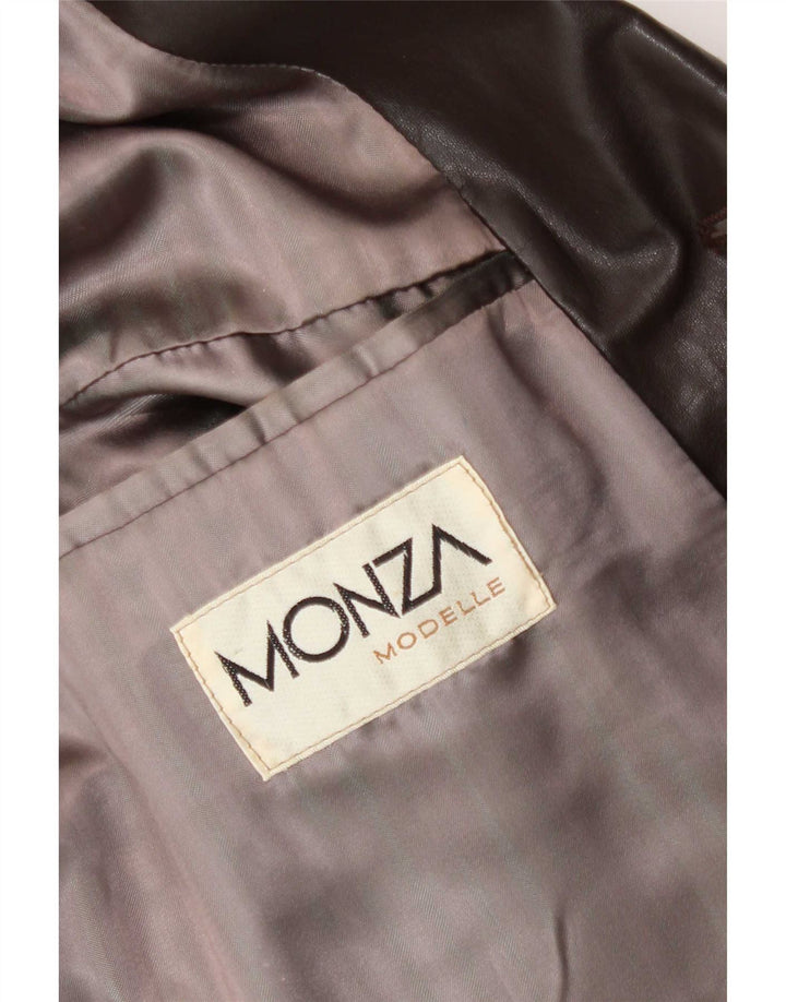 Monza Herren-Blazerjacke aus Leder mit 3 Knöpfen, UK 38, Mittelbraun