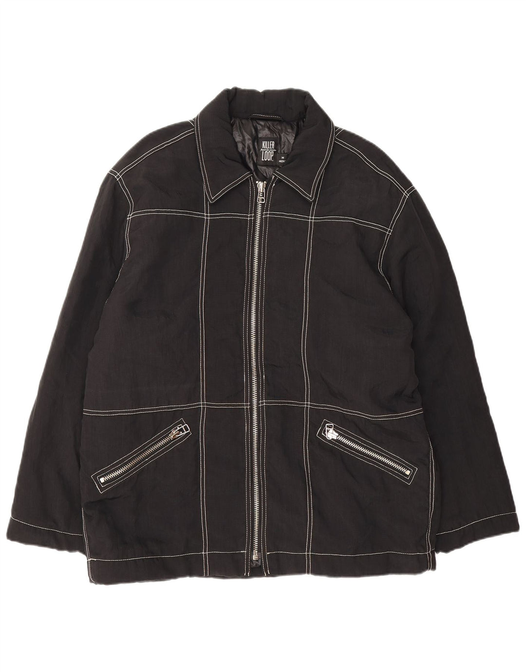 Killer Loop Herren-Bomberjacke mit Grafik, UK 38, mittelschwarz, Polyamid