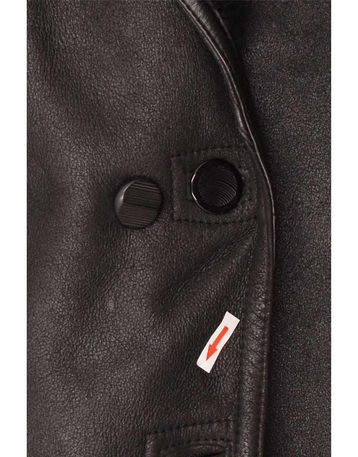 Vintage Damen Übergroße Lammfelljacke IT 44 Medium Schwarz