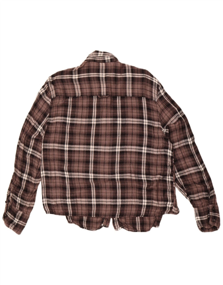 Benetton Damen-Flanellhemd, Gr. 14, groß, braun kariert