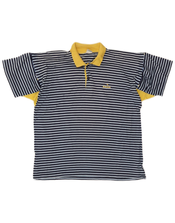 Diadora Herren Poloshirt IT 48 Small Blau gestreift