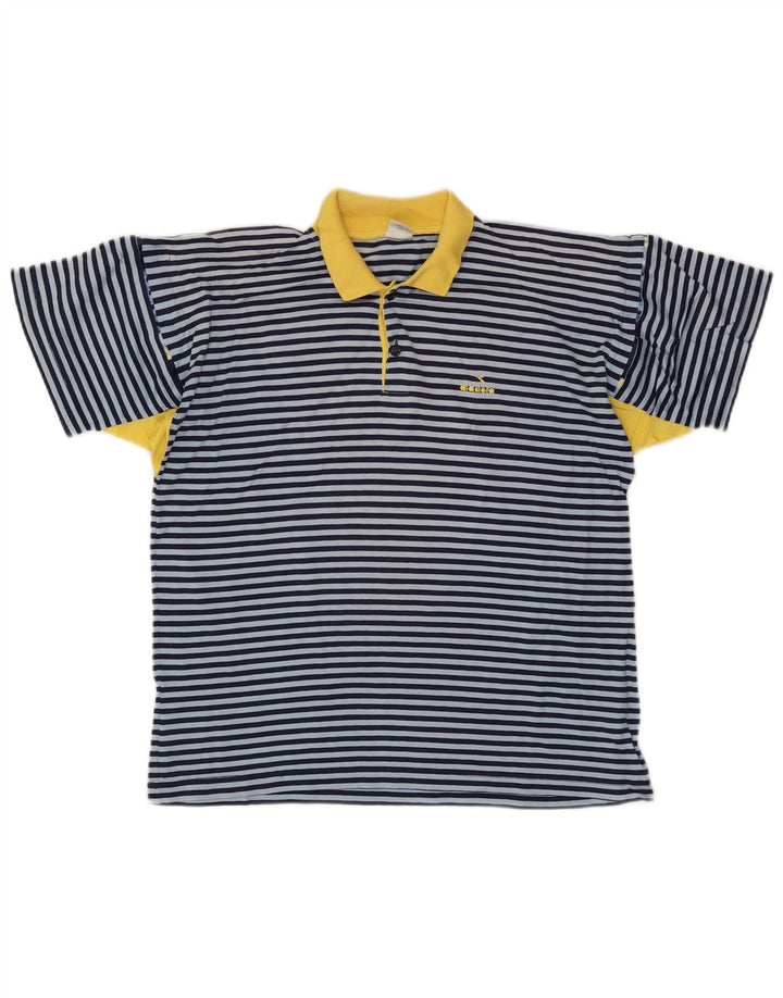 Diadora Herren Poloshirt IT 48 Small Blau gestreift