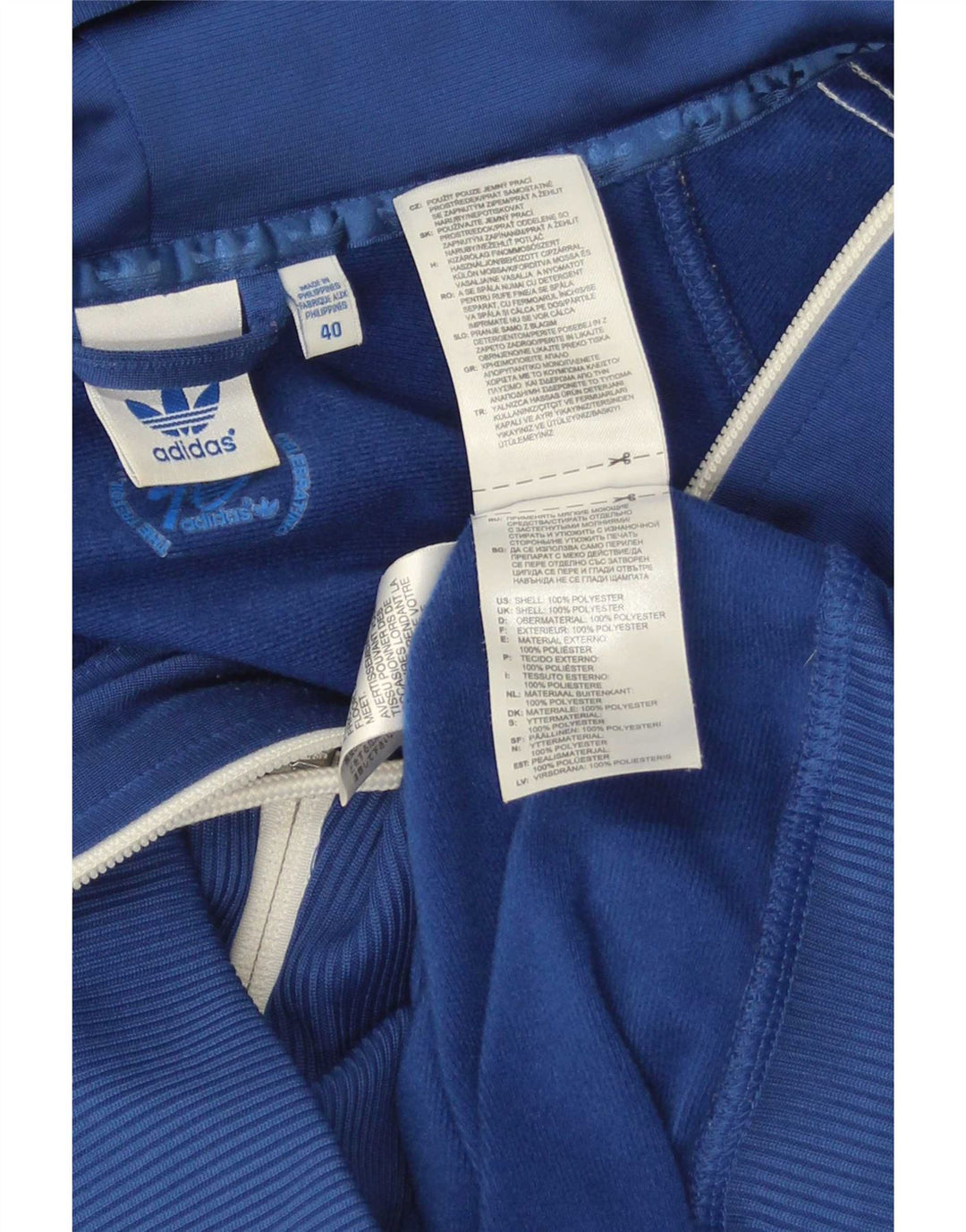 Adidas Damen Zip Hoodie Pullover EU 40 Mittelblau Polyester Sport