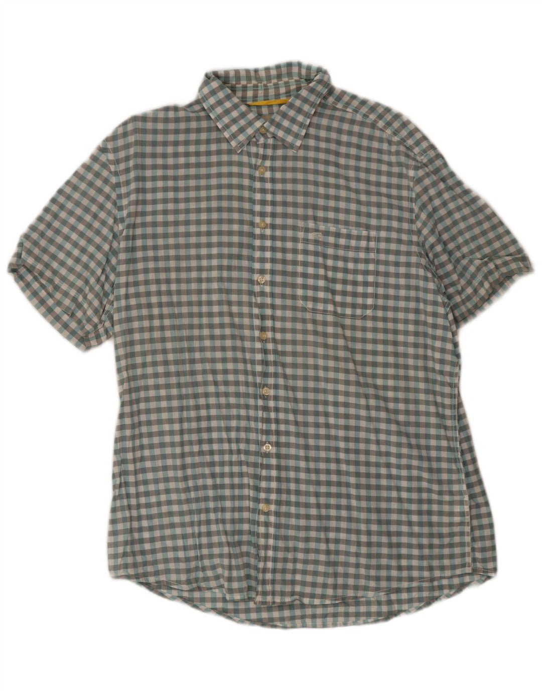 Camel Active Herren-Hemd, kurzärmelig, normale Passform, groß, blau, Gingham-Baumwolle