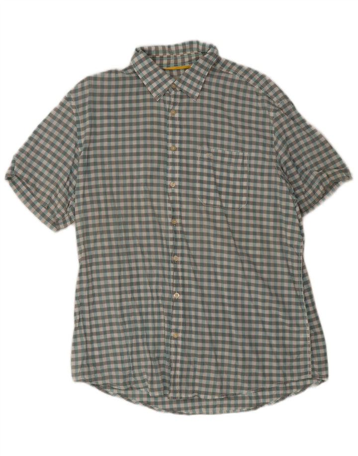 Camel Active Herren-Hemd, kurzärmelig, normale Passform, groß, blau, Gingham-Baumwolle
