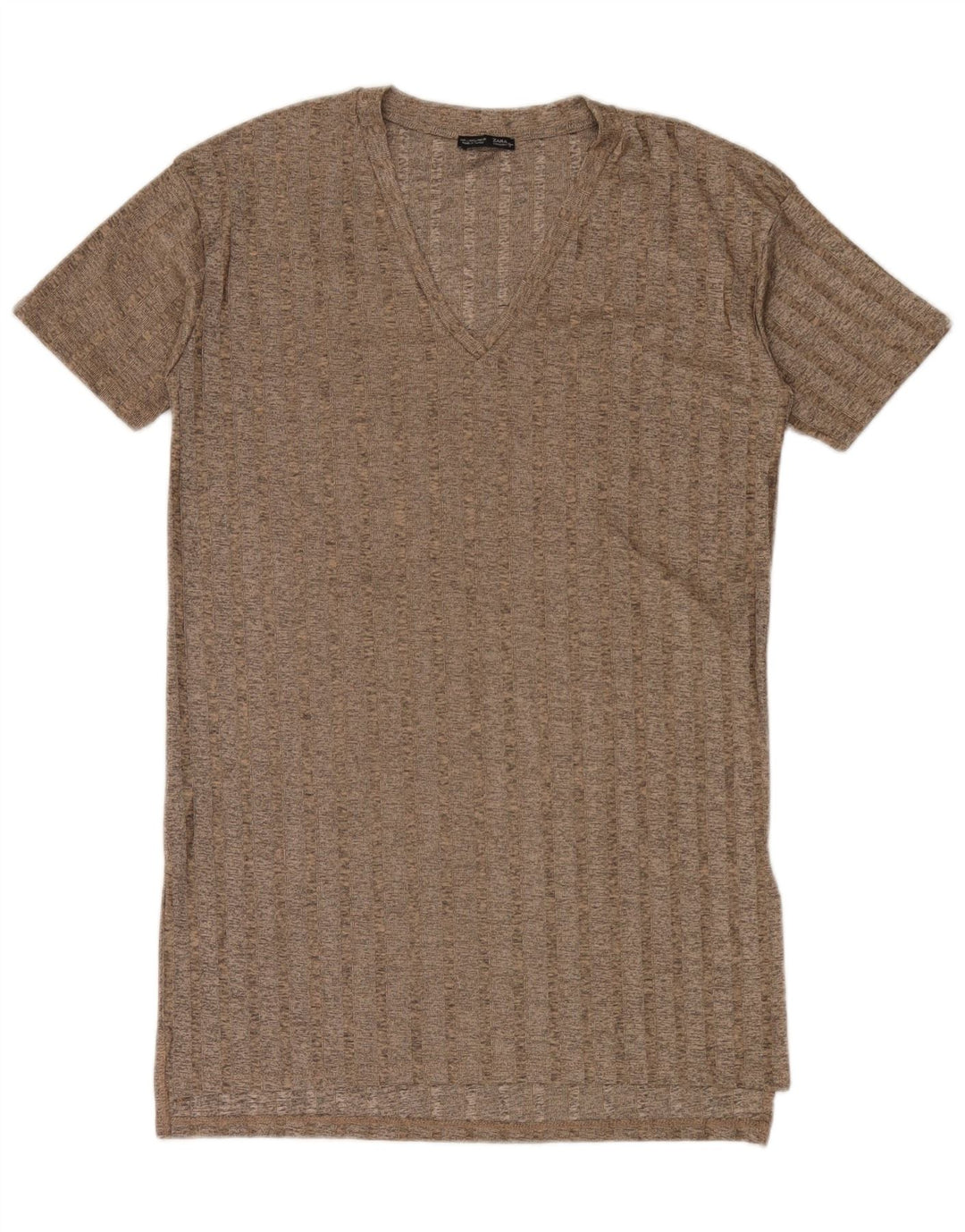 Zara Damen T-Shirt-Kleid UK 16 Large Braun Polyester
