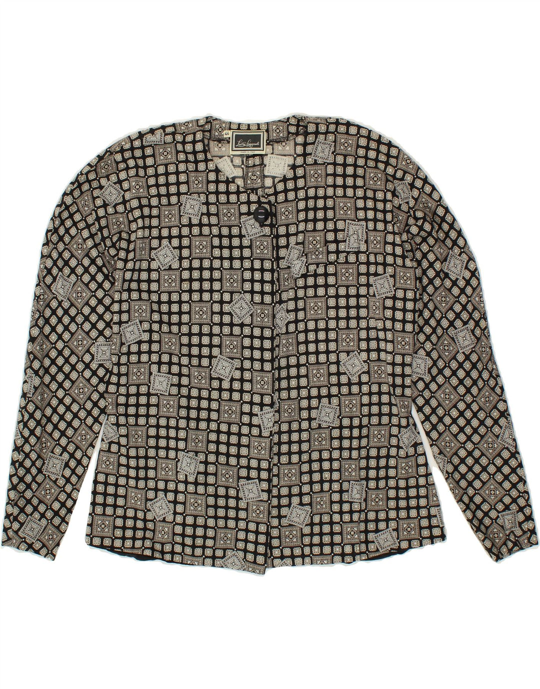 LUISA SPAGNOLI Womens 1 Button Blazer Jacket IT 44 Medium Grey Geometric Vintage Luisa Spagnoli and Second-Hand Luisa Spagnoli from Messina Hembry 