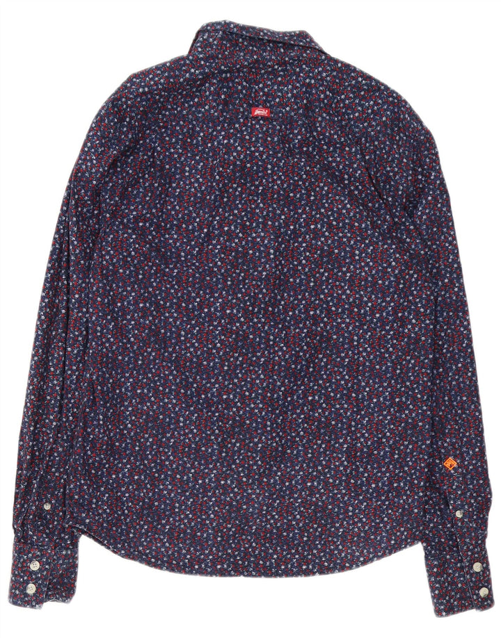 SUPERDRY Herrenhemd, groß, Marineblau mit Blumenmuster