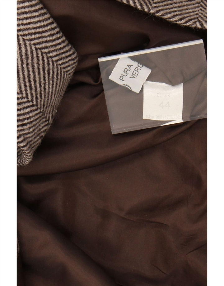 Vintage Damen Mantel IT 44 Mittelbraune Chevron-Wolle