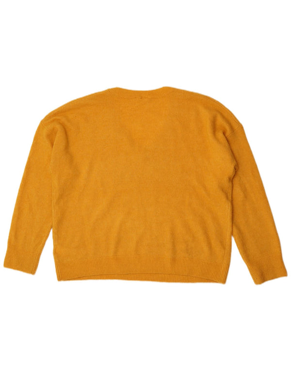 Gap Damen-Pullover, übergroß, V-Ausschnitt, Gr. 40, Größe L, Gelb, Acryl