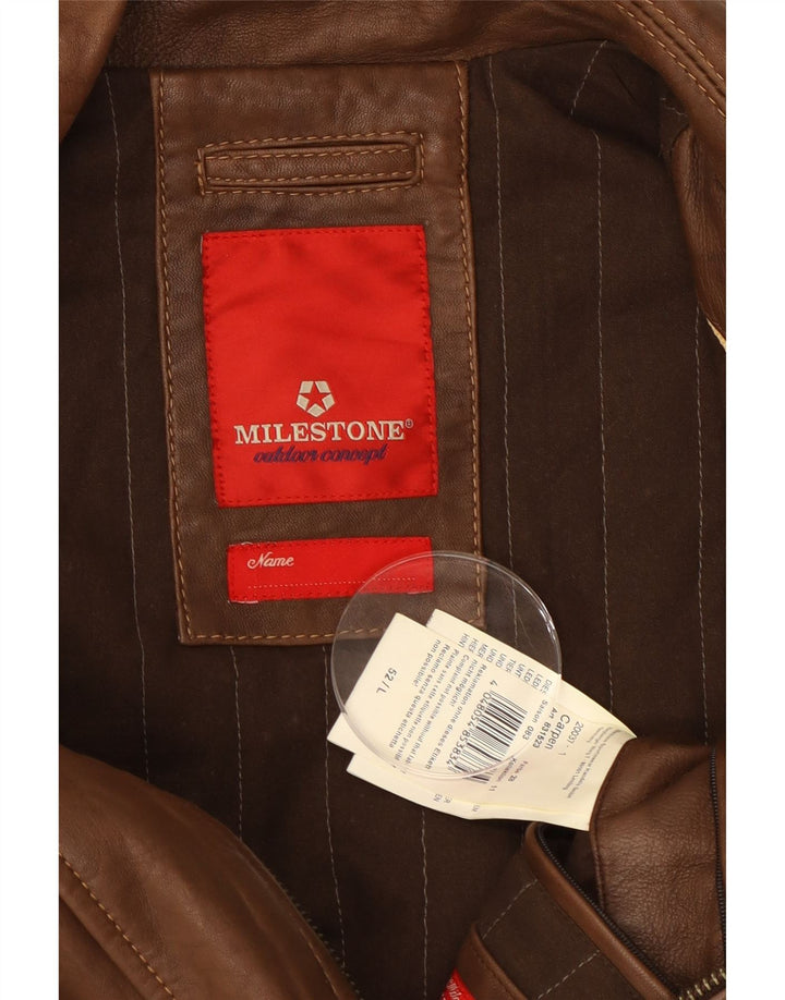 MILESTONE Herren-Lederjacke, Größe 40, großes braunes Leder