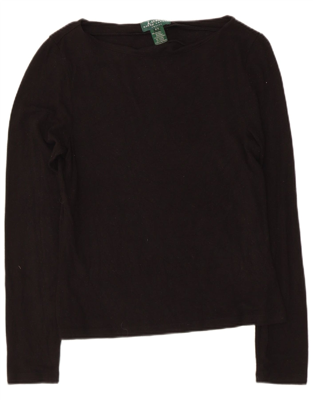 Ralph Lauren Womens Petite Top Langarm UK 8 Small Schwarz Rayon