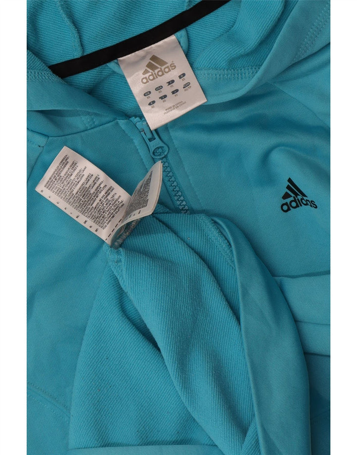 Adidas Damen Zip Hoodie Pullover UK 6 XS Blau Polyester
